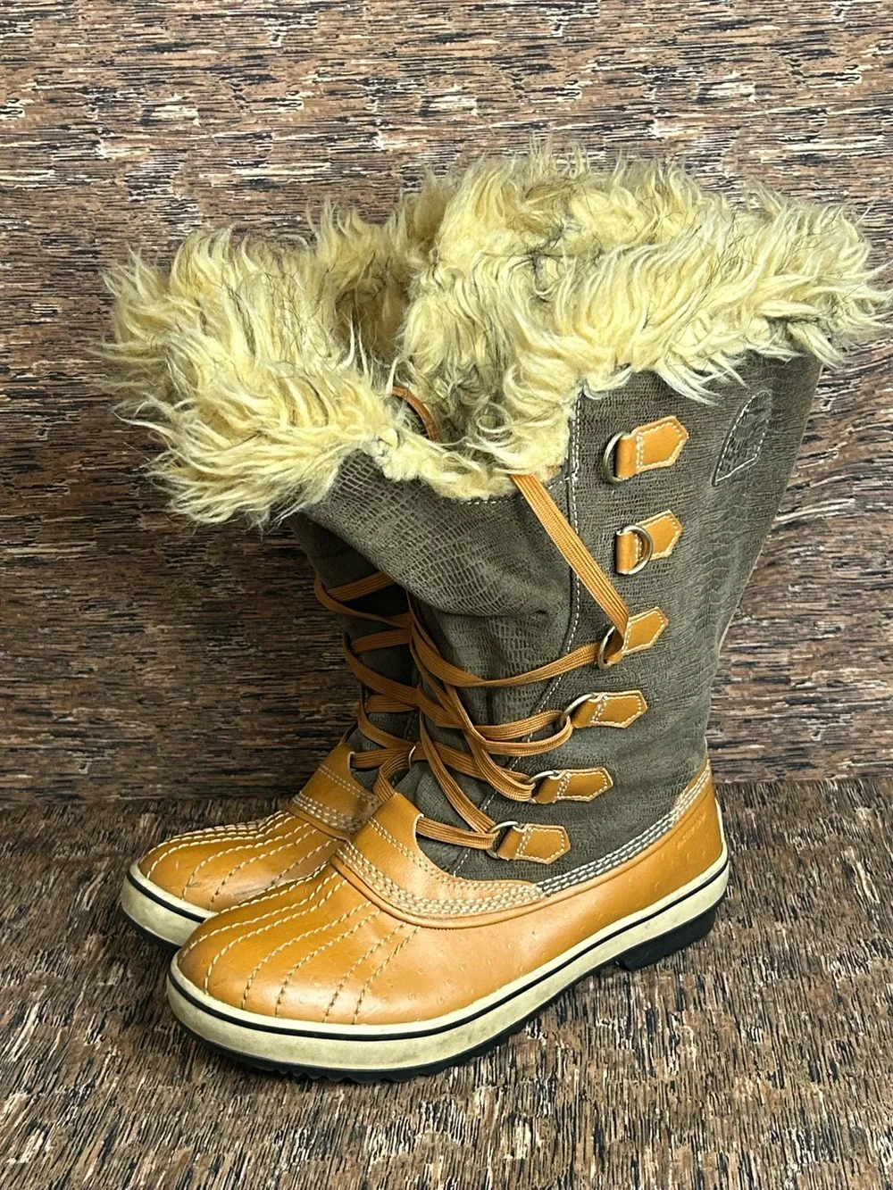 Sorel Joan Of Arctic Winter Waterproof Boots Brown Leather Faux Fur Women’s 9